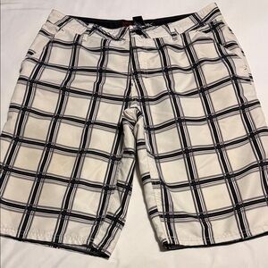 Tony Hawk Black and White Plaid Board Shorts
